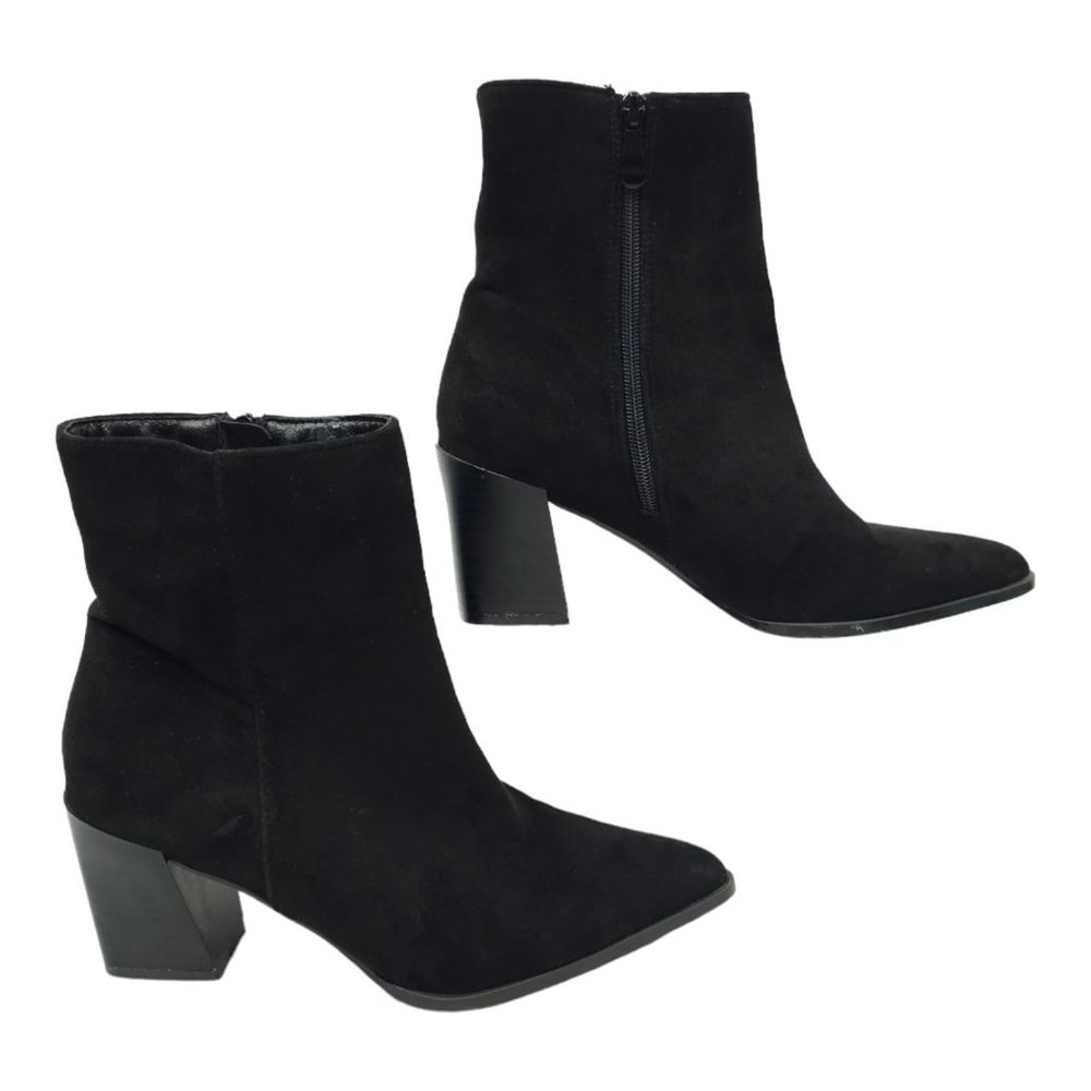 Mata Kelsie Faux Suede Back Zip Ankle Boot Womens Size 8 Block Heel Pointed Toe - Picture 10 of 11